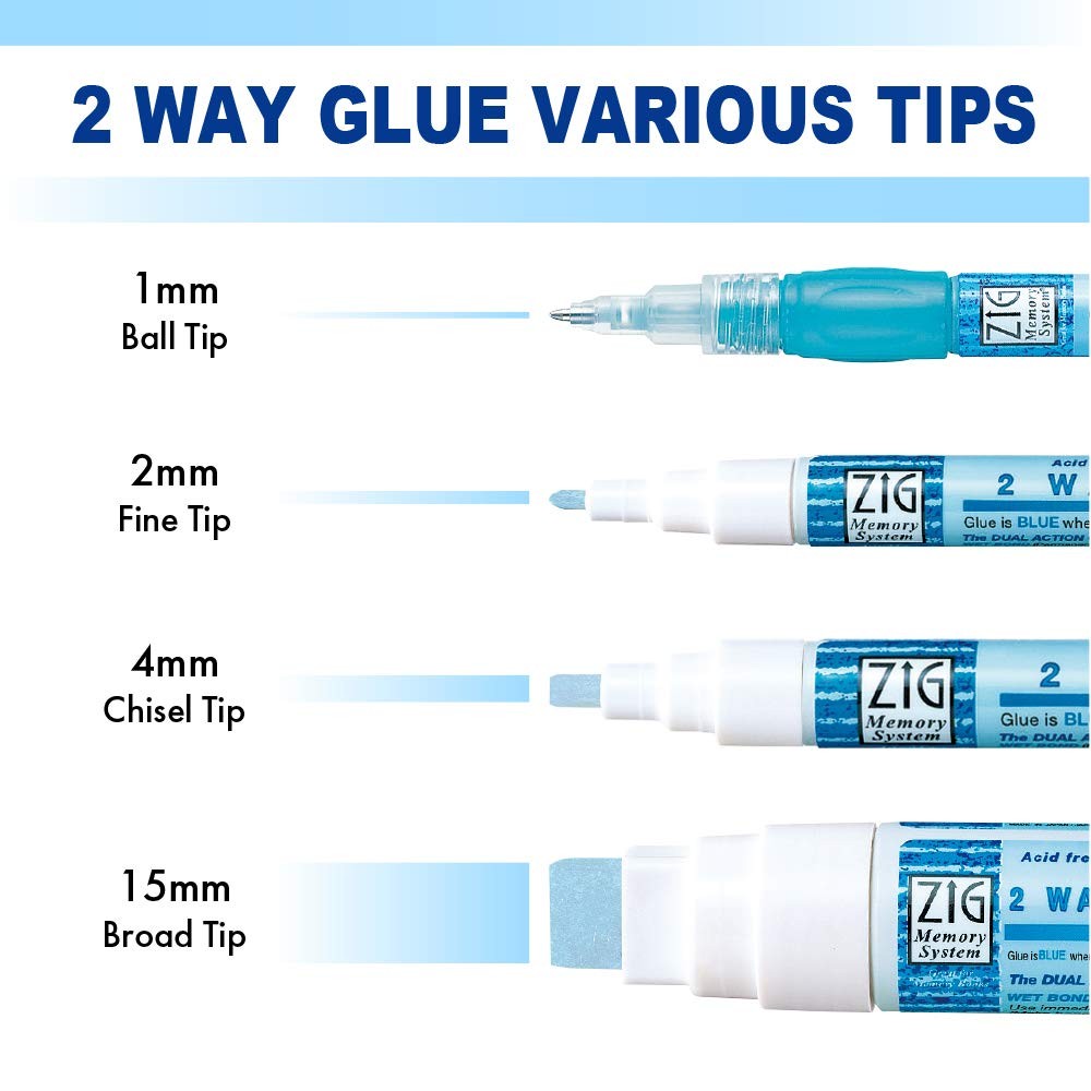 ZIG Kuretake 2-Way Glue Pen-4mm Chisel Tip, 4mm Tip