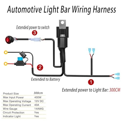 12V Strobe Light Bar Automotive Push Button Switch with Harness Car Light