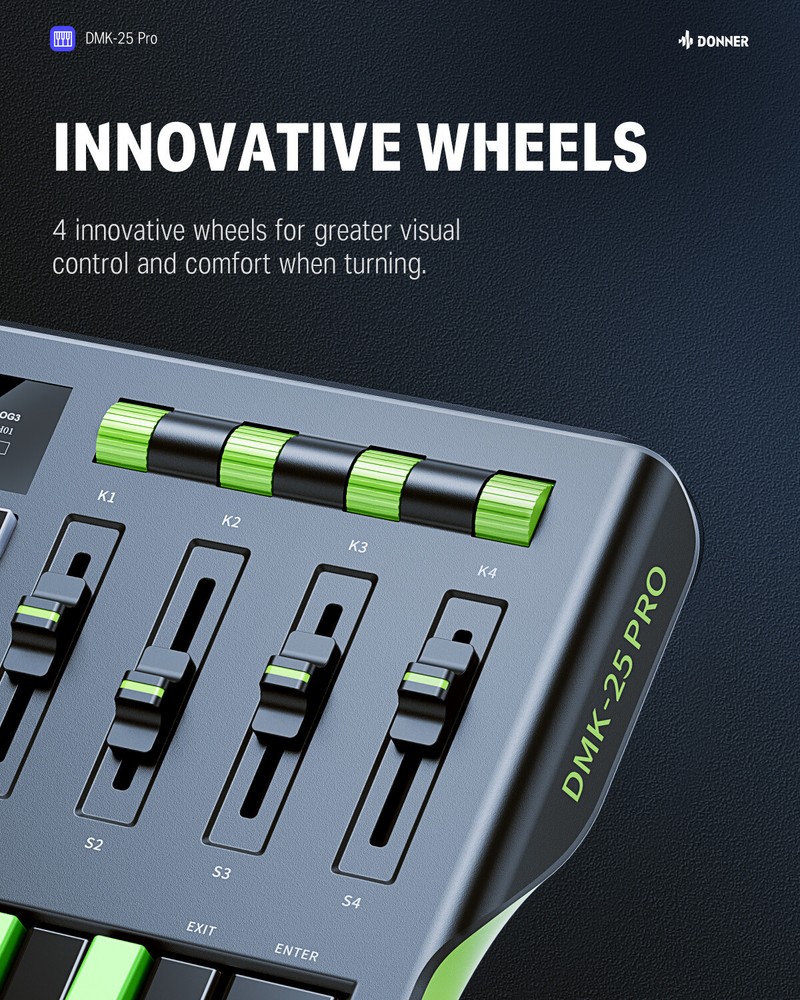 🎹 Donner DMK-25 Pro MIDI Keyboard Controller +Music Production Software | Green