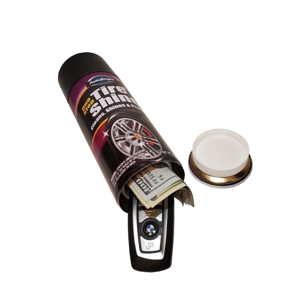 Tire Shine Diversion Safe Stash Can Screw Lock Hidden Compartment For Valuables