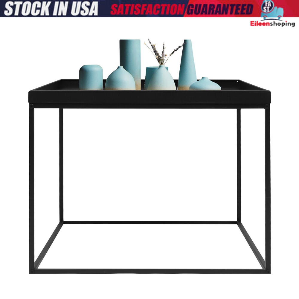 24" Square Table Metal Frame Table Portable Office Side End Table Camping Table