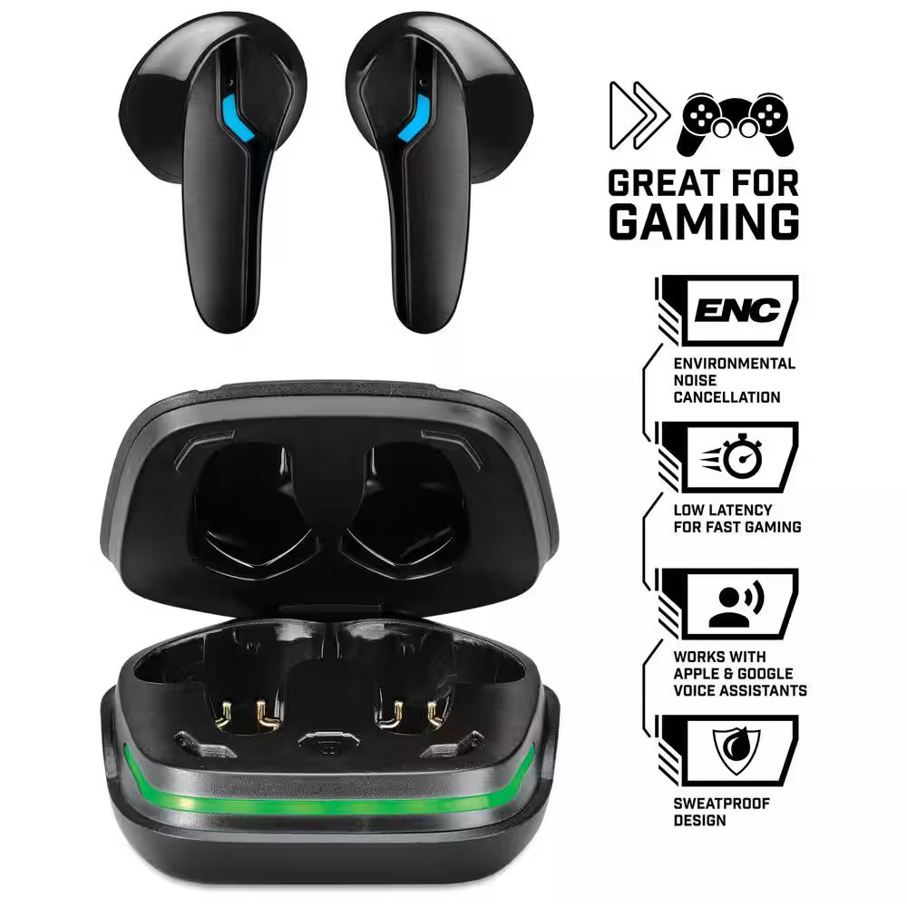 Black Truly Wireless Bluetooth with ENC, Supports Siri, Google Voice Assistants