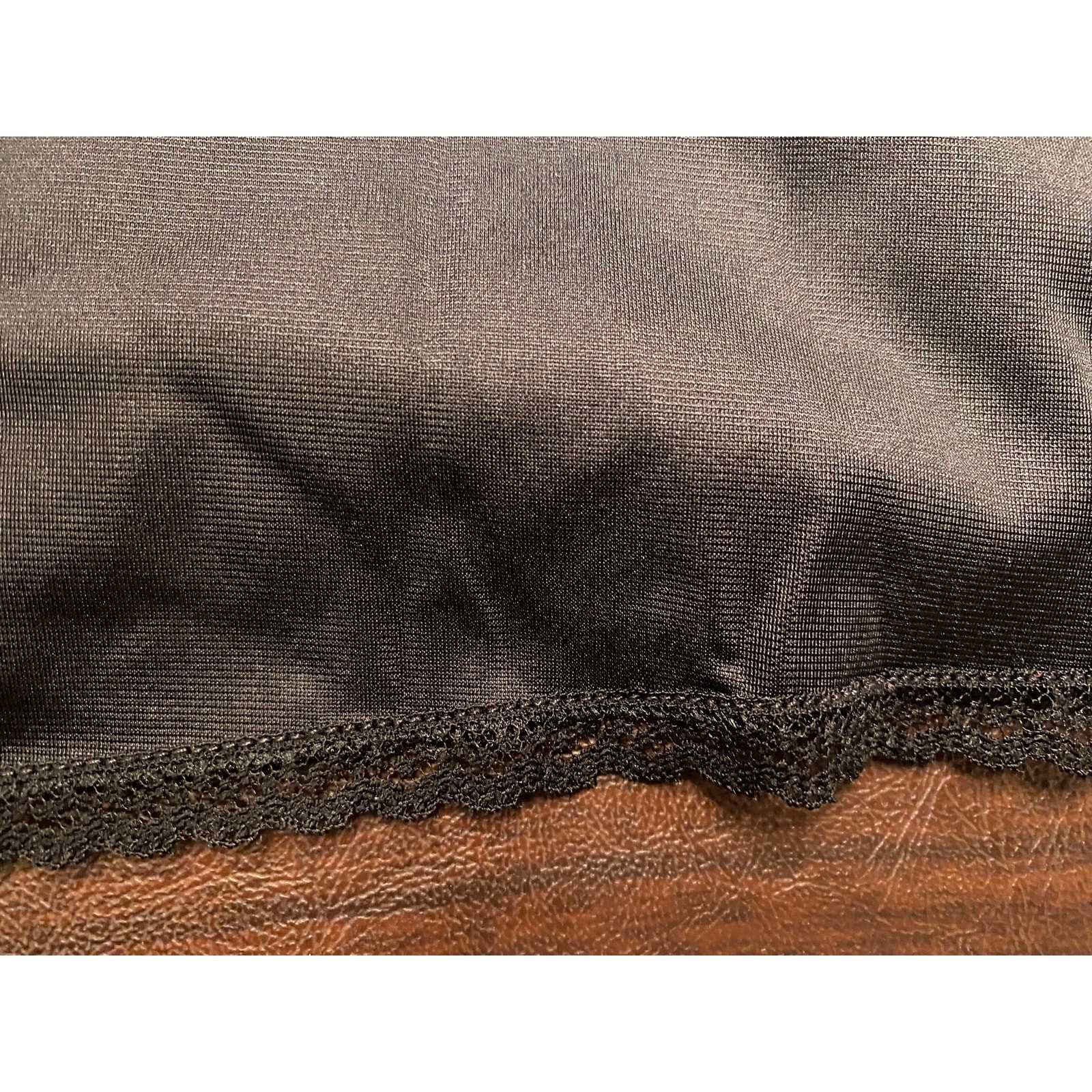 Vintage Vanity Fair USA Black Slip Nightie Dress Sheer Cups 32" Bust Adj Straps