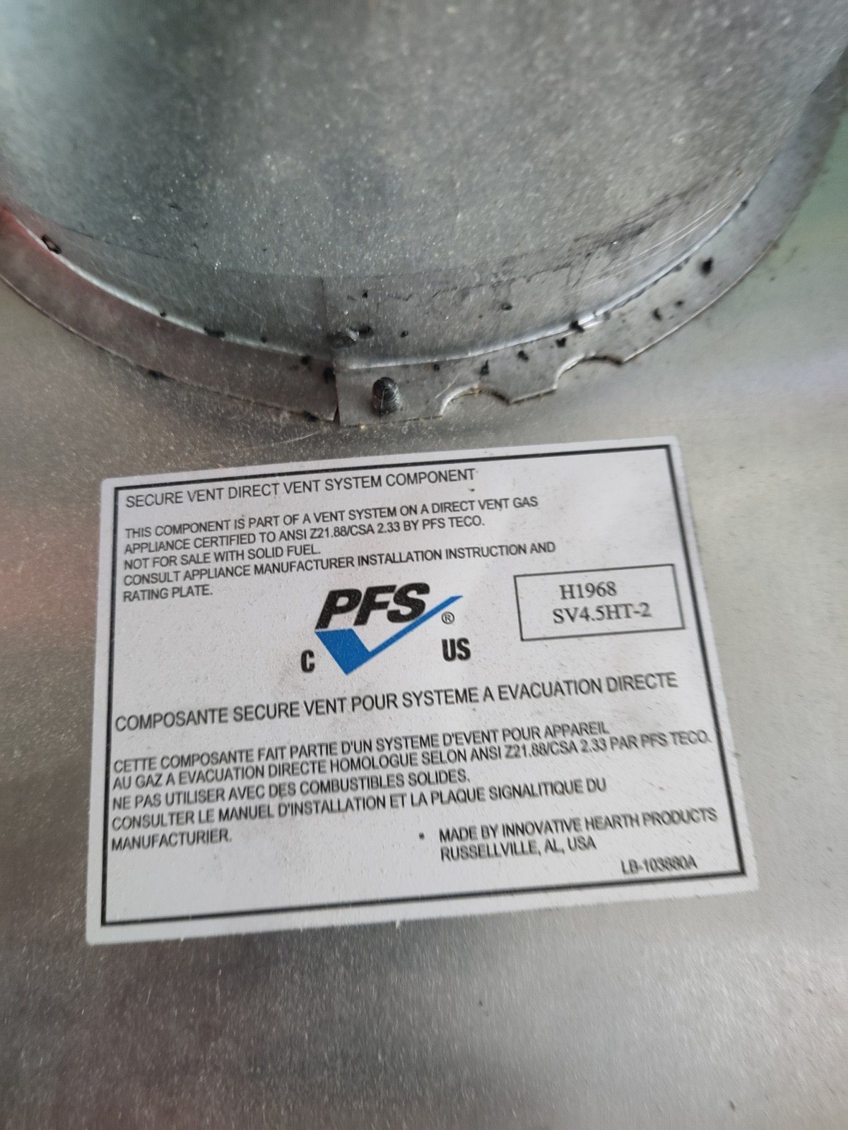 H1968 Superior Fireplaces 4.5" Secure Vent Horizontal Termination Kit