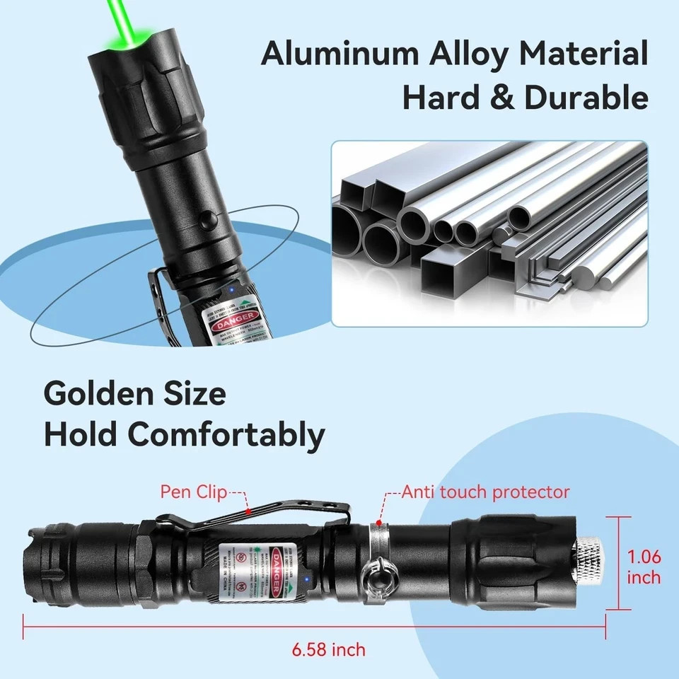 Rechargeable Green Laser Pointer, Long Range Laser Pointer Pen High Power