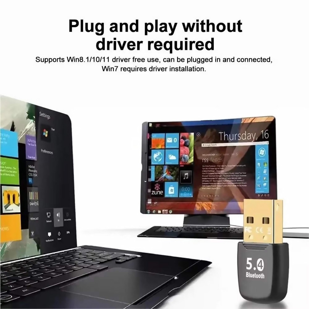 Wireless Bluetooth 5.4 Dongle for Non-Bluetooth Desktop Laptop Dual Mode BLE