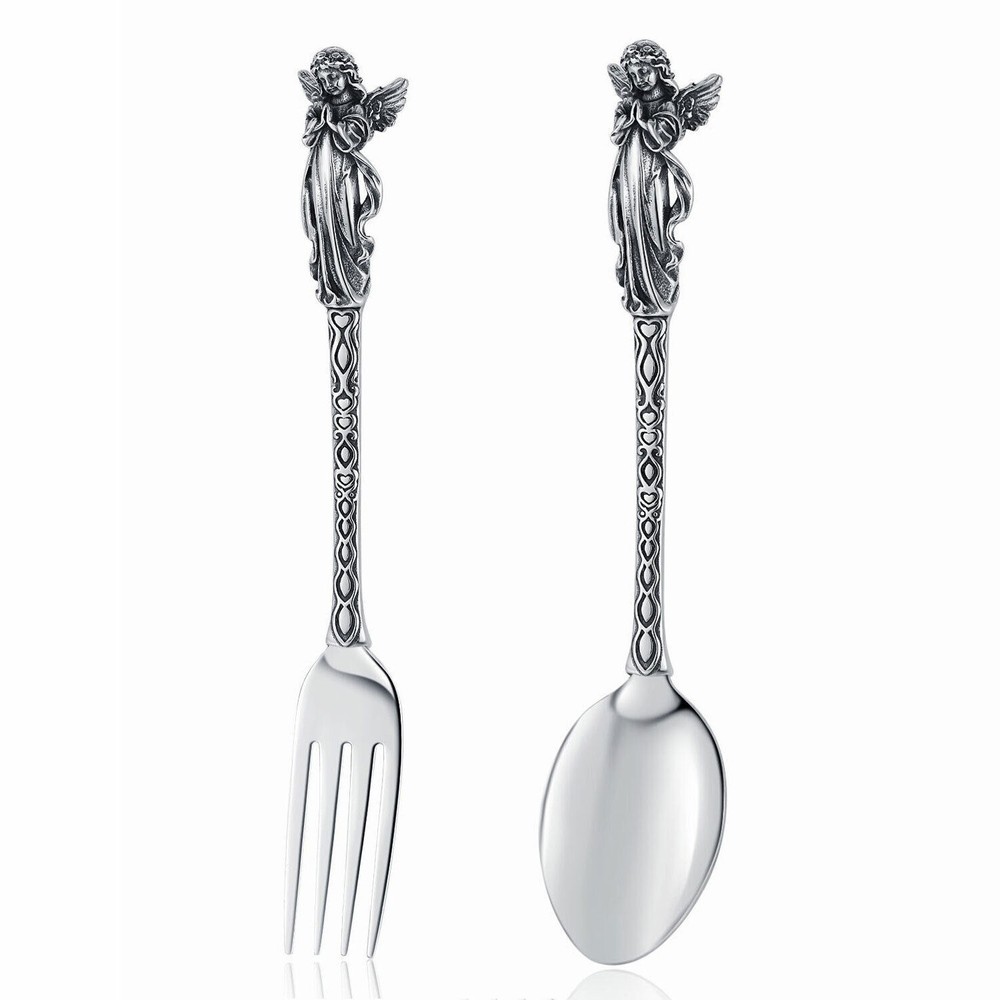Stainless Mermaid Angel Skull Skeleton Spoon Fork Dinnerware Set Tableware Gift
