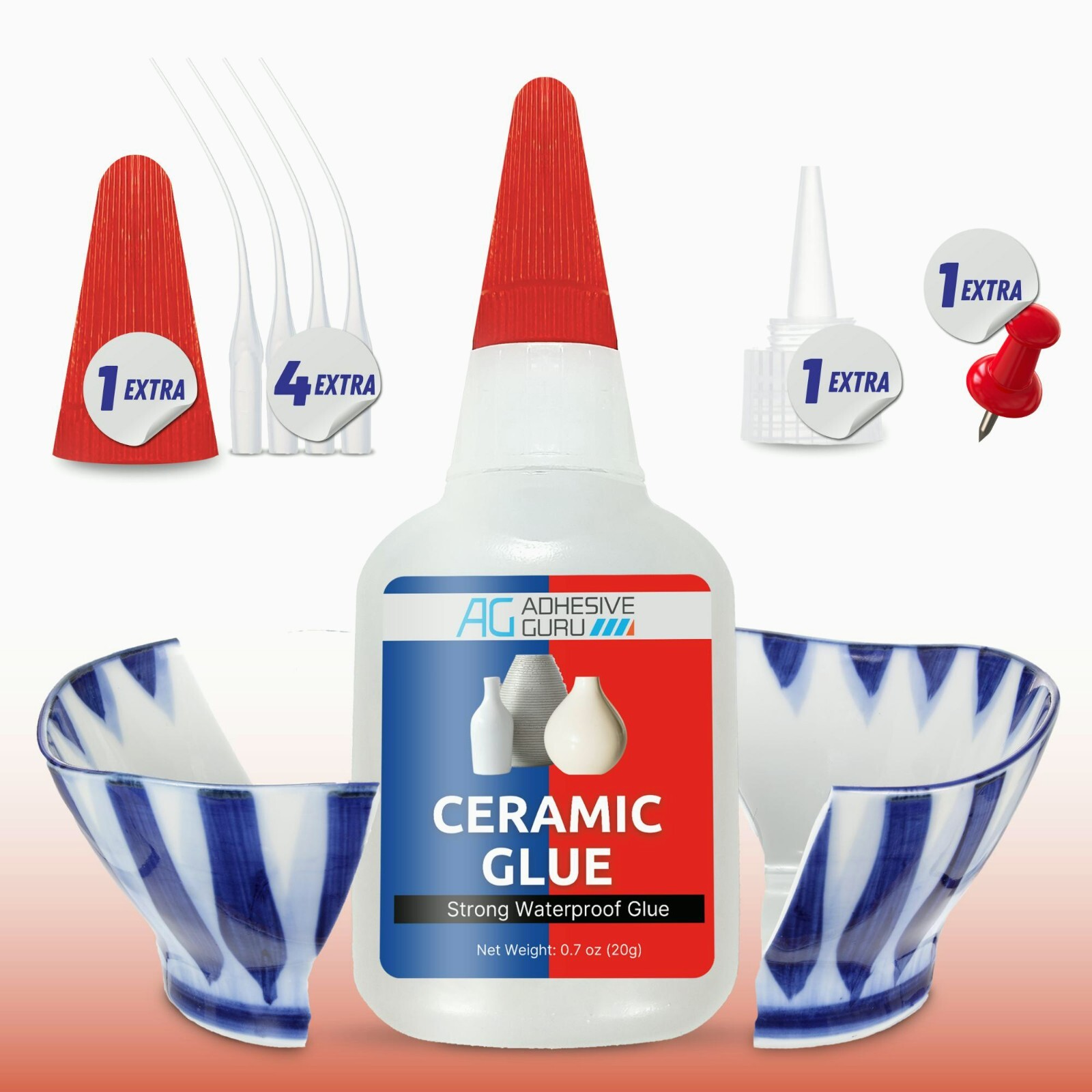 Adhesive Guru Ceramic Glue (0.7 oz) Super Glue for Pottery, Porcelain