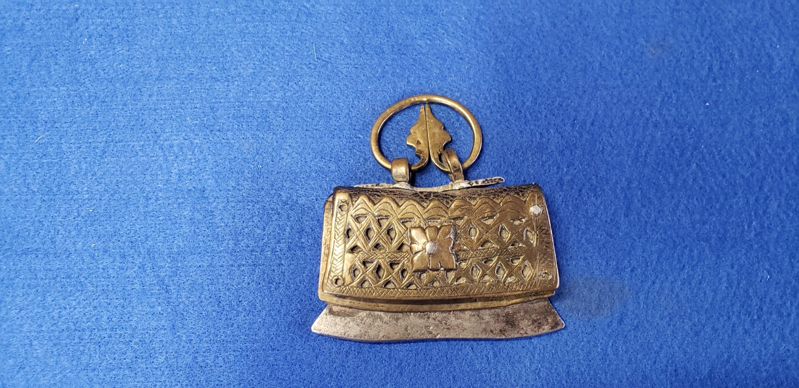 Antique Tibetan Fire, Flint Striker with Pouch Brass and Leather