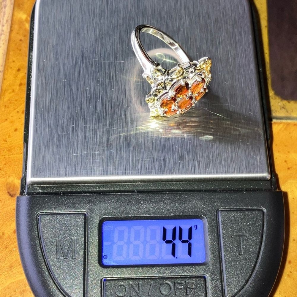 Natural Cherry Citrine Sterling Silver Ring Size 7