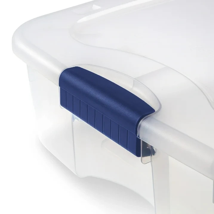Sterilite Large Storage Bin, 66 Quart Clear Underbed Storage Container with Latc