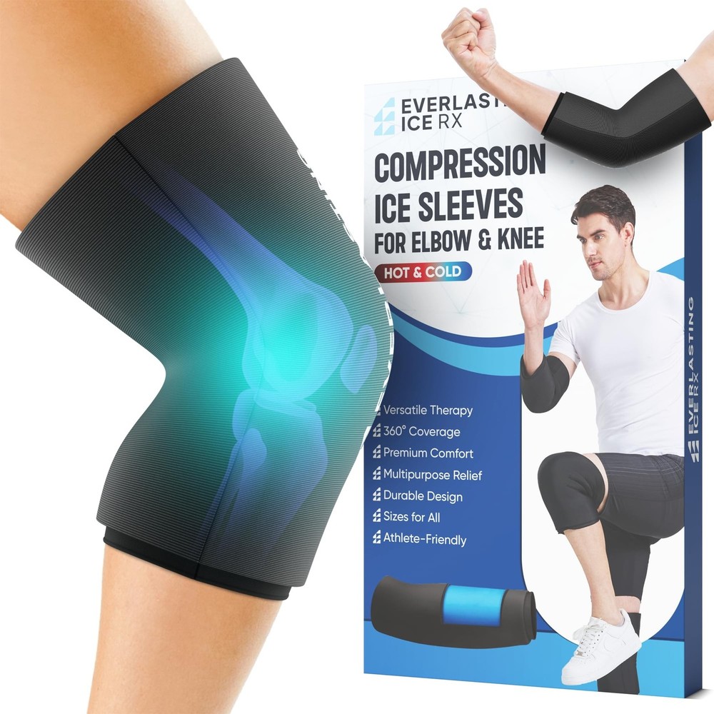 EverlastingIce Knee Ice Pack Wrap Compression Sleeve for Injuries | Hot & Col...