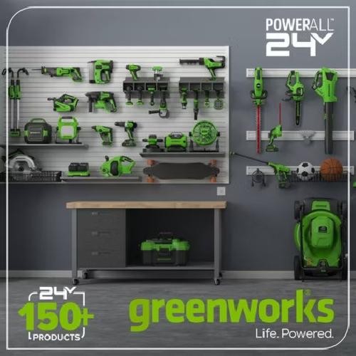 Greenworks POWERALL 3pc Combo Kit - 21" Lawn Mower 12" String Trimmer 320 CFM Le