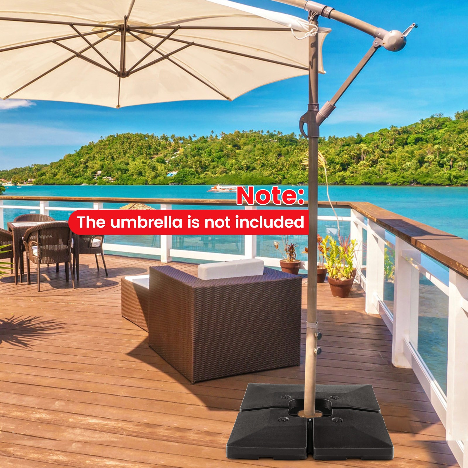 4pcs Fillable Patio Offset Cantilever Umbrella Base Stand Heavy-Duty Square