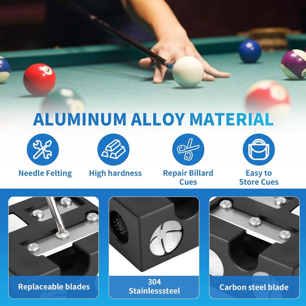 Billiards Pool Cue Tip Shaper, Pool Cue Tips Replacement Kit, Pool Cue Shaper...