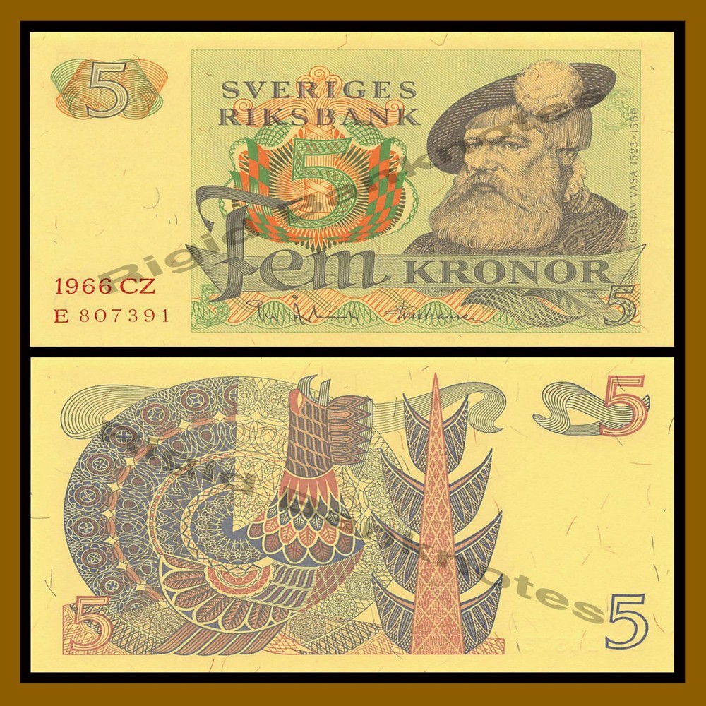Sweden 5 Kronor, 1966 P-51a Unc