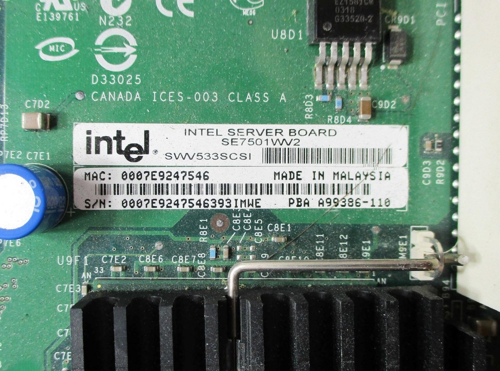 Intel SE7501WV2 Server Motherboard with Dual Xeon Processors Included (untested)