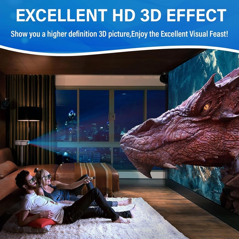 Versatile 3D Glasses with Rechargeable Design - Compatible with DLP-Link Tech