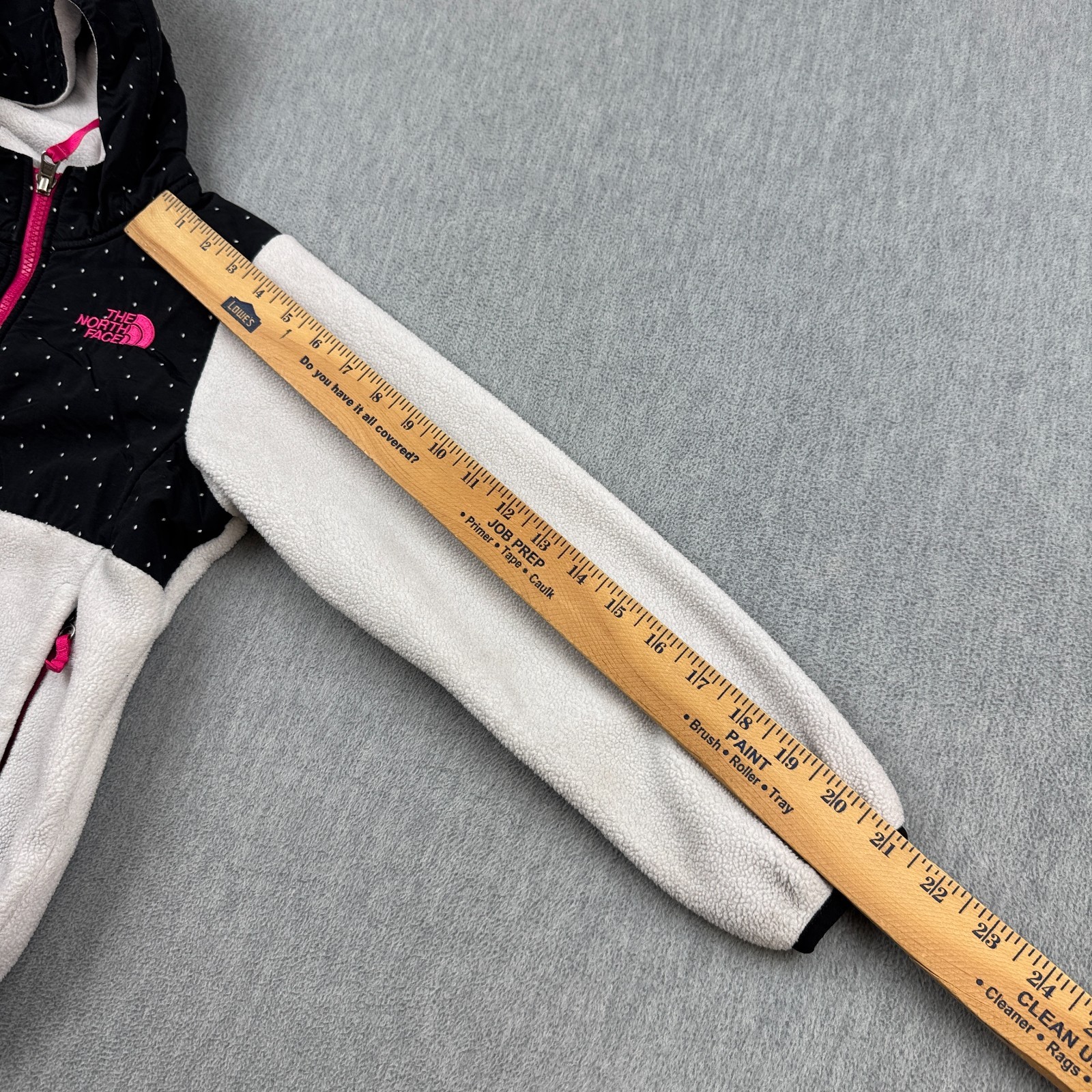 The North Face Jacket Teen Girls XS 6 Black White Denali Hooded Diamond Fleece