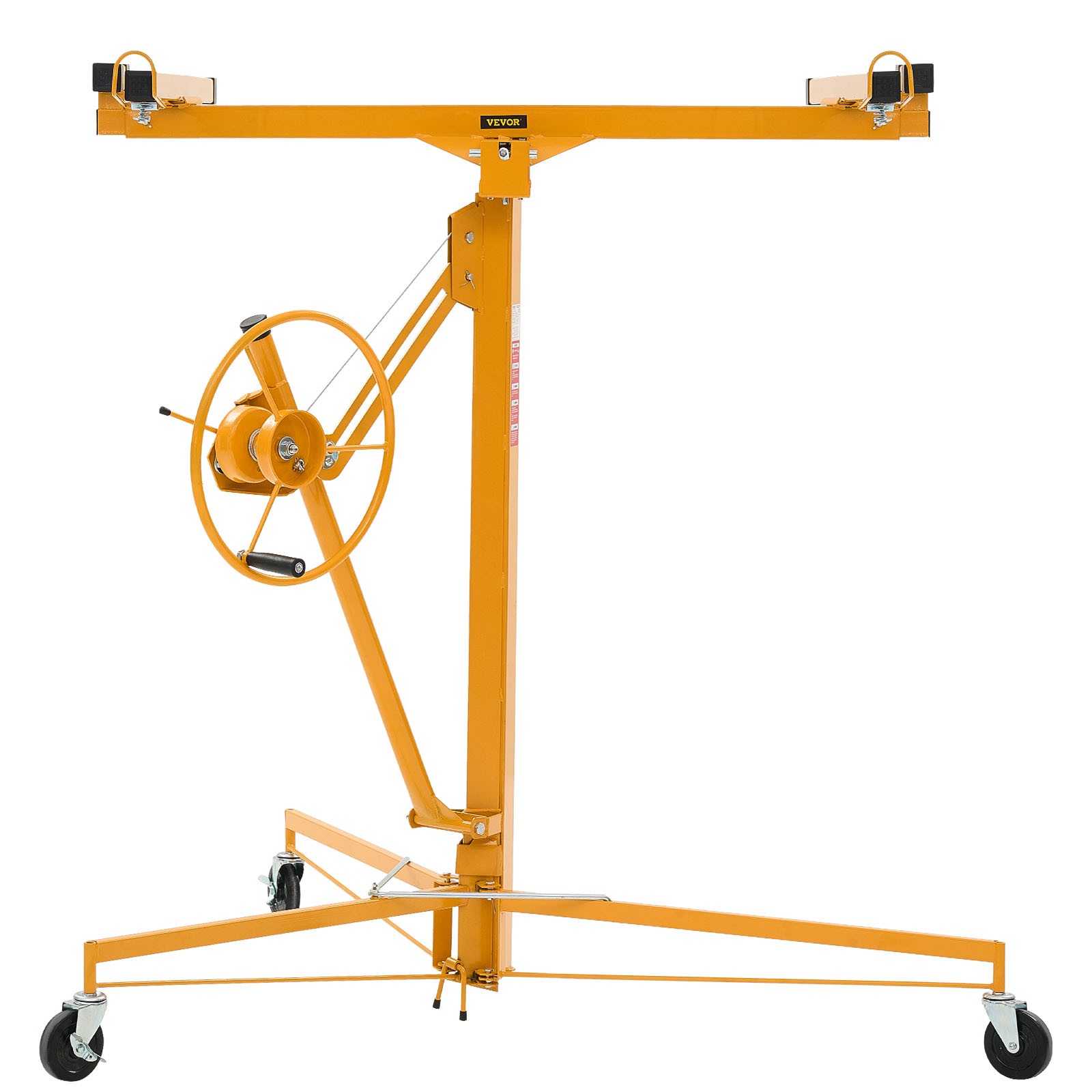 VEVOR 11ft Drywall Lift 150 lbs Sheetrock Hoist Adjustable Arm Lockable Wheels