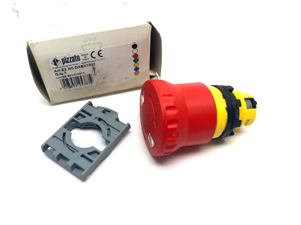Pizzato E2 AC-DXBX1002 Illuminated Emergency Pushbutton w/ Locking Collar