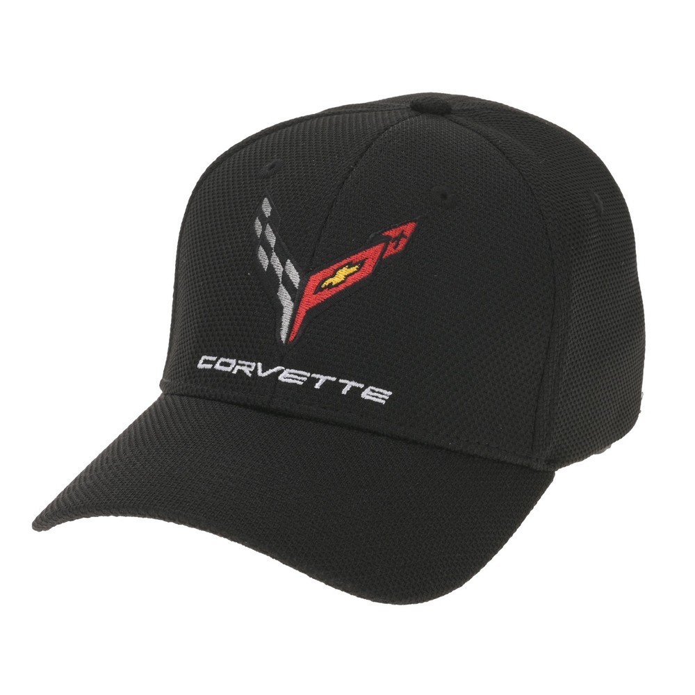 2020-2026 C8 Corvette Black Performance Mesh Stretch Fit Hat Cap