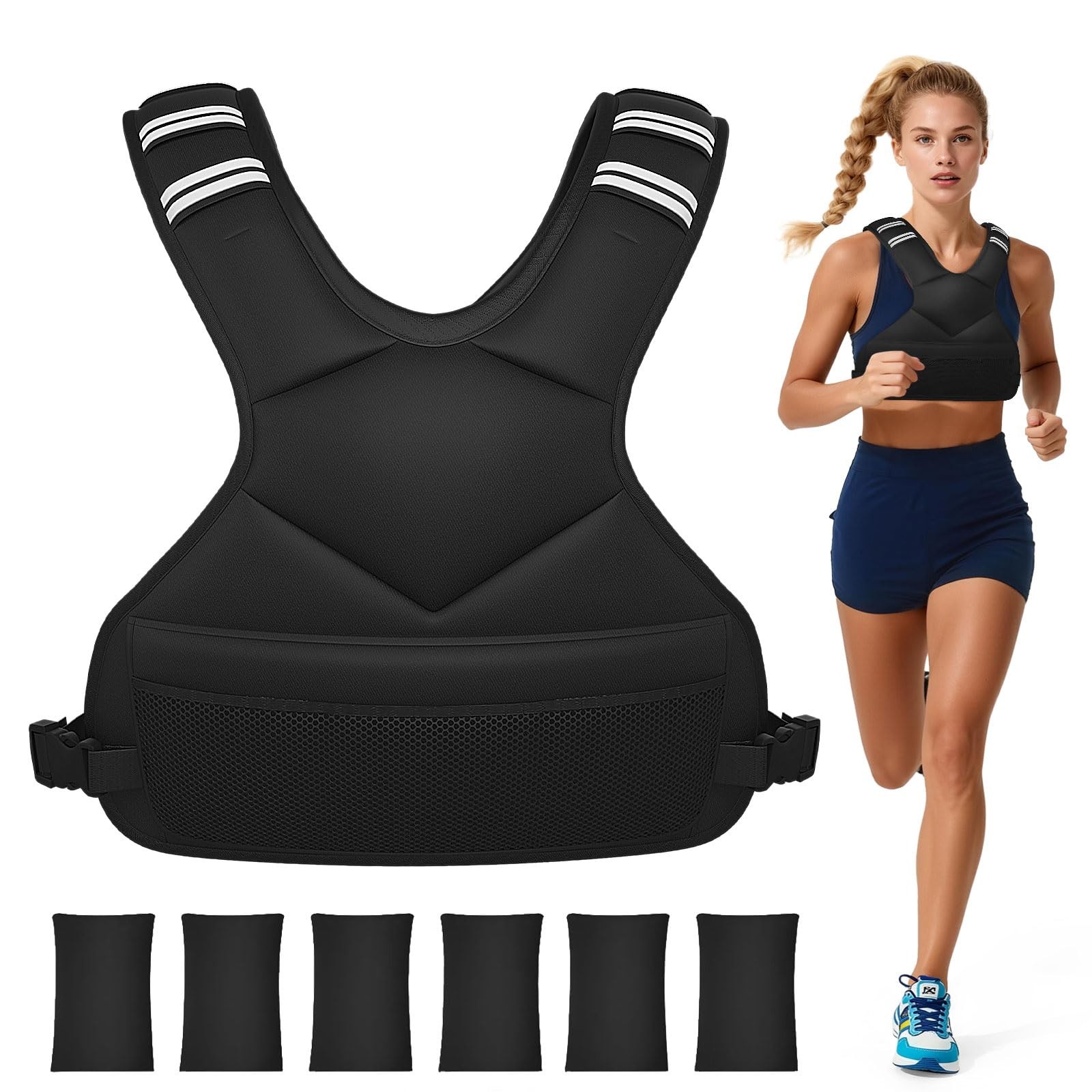Adjustable Weighted Vest with Reflective Strip Fitness Training