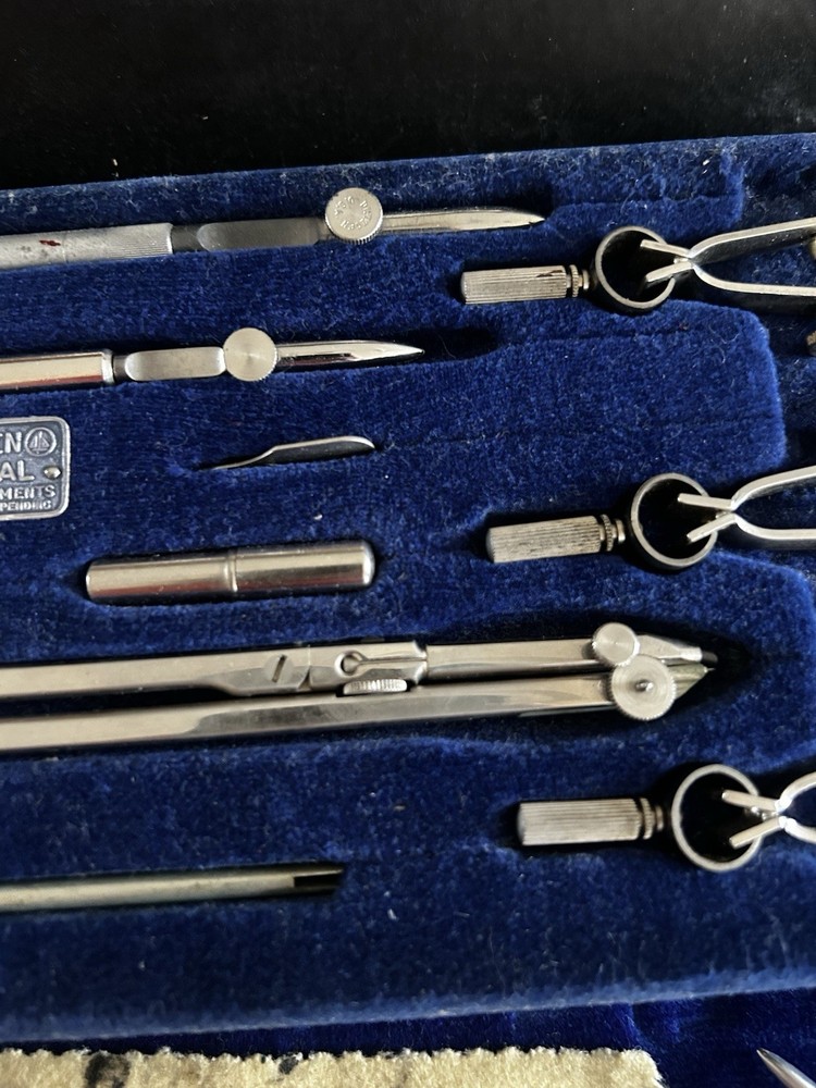 Vintage Dietzgen Drafting Instruments Kit Original Flannel Wipe Two Extra Tools