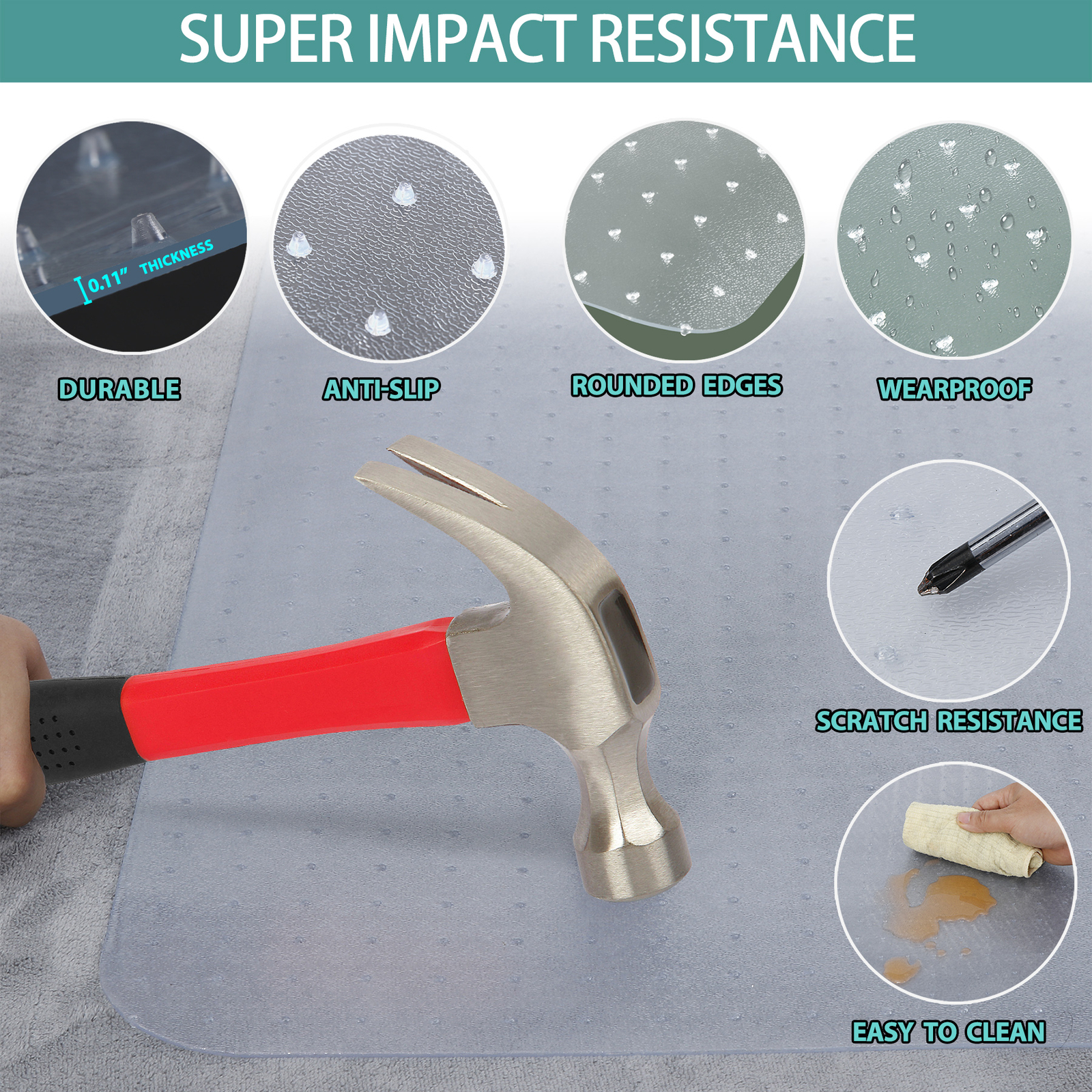 Chair Mat Computer Desk Office Chair Mat for Hard/Carpet Floor 36 x 48"/46 x 60"