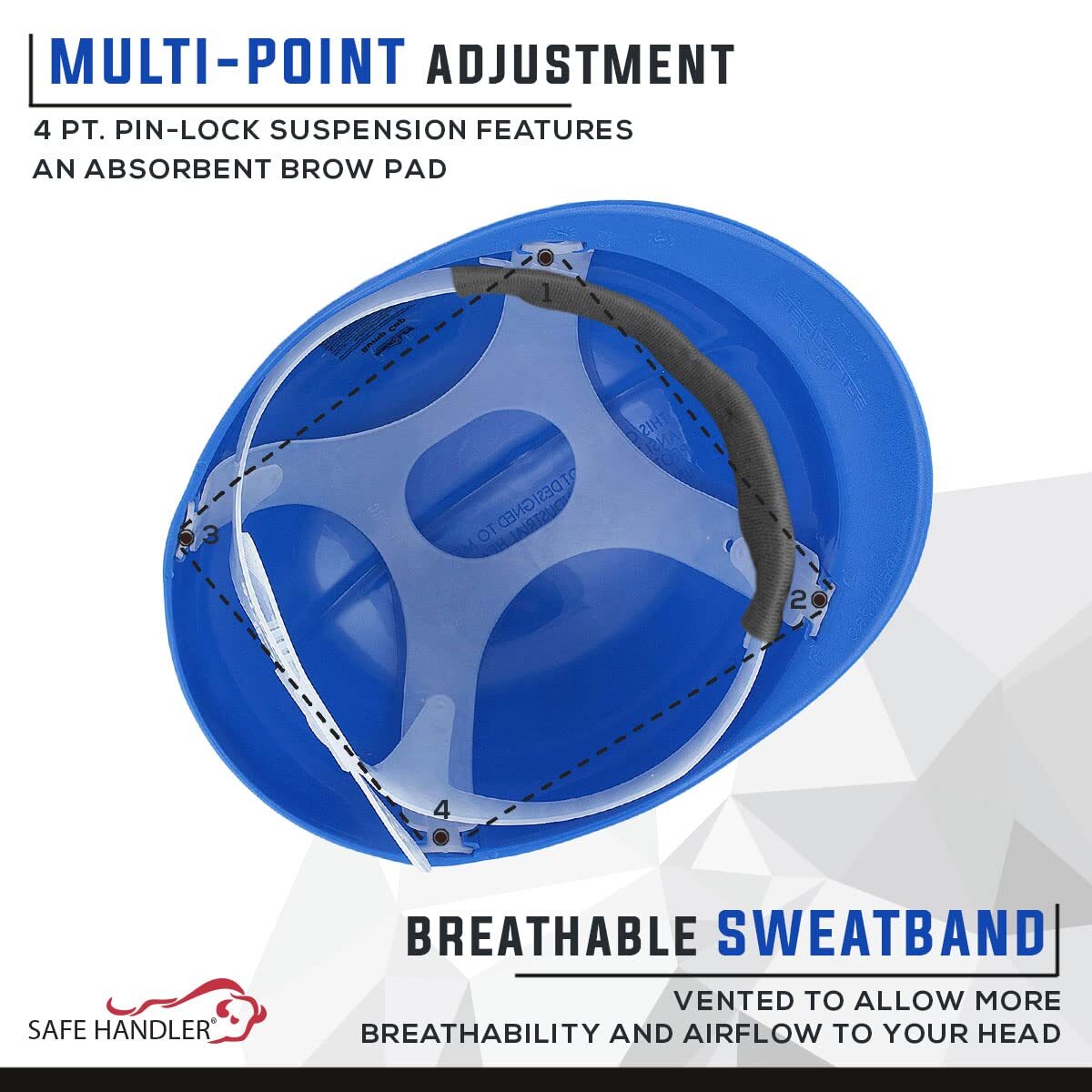 Bump Cap with 4 Point Pin Lock Suspension, HDPE Cap Style (Pack of 1)