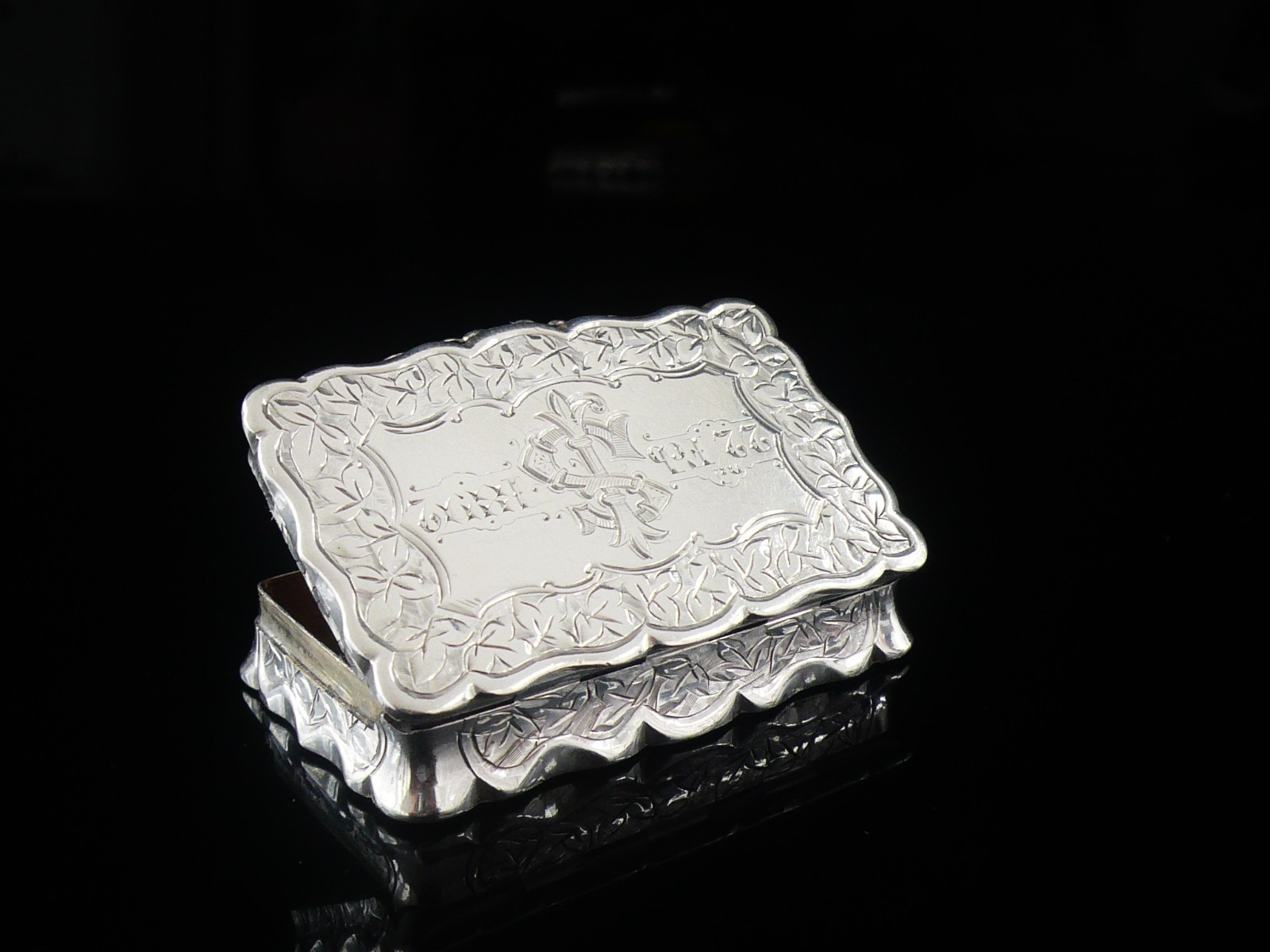 Sterling Silver Snuff Box, George Unite, Antique Birmingham 1890