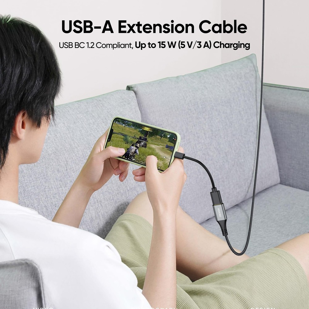 USB Extension Cable 15 ft Long, Type A 3.0 Extender 5Gbps Data 15 Feet