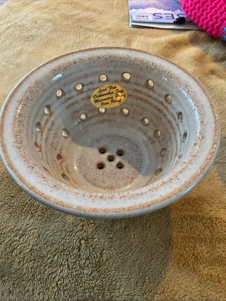 Vintage Ceramic Strainer Signed