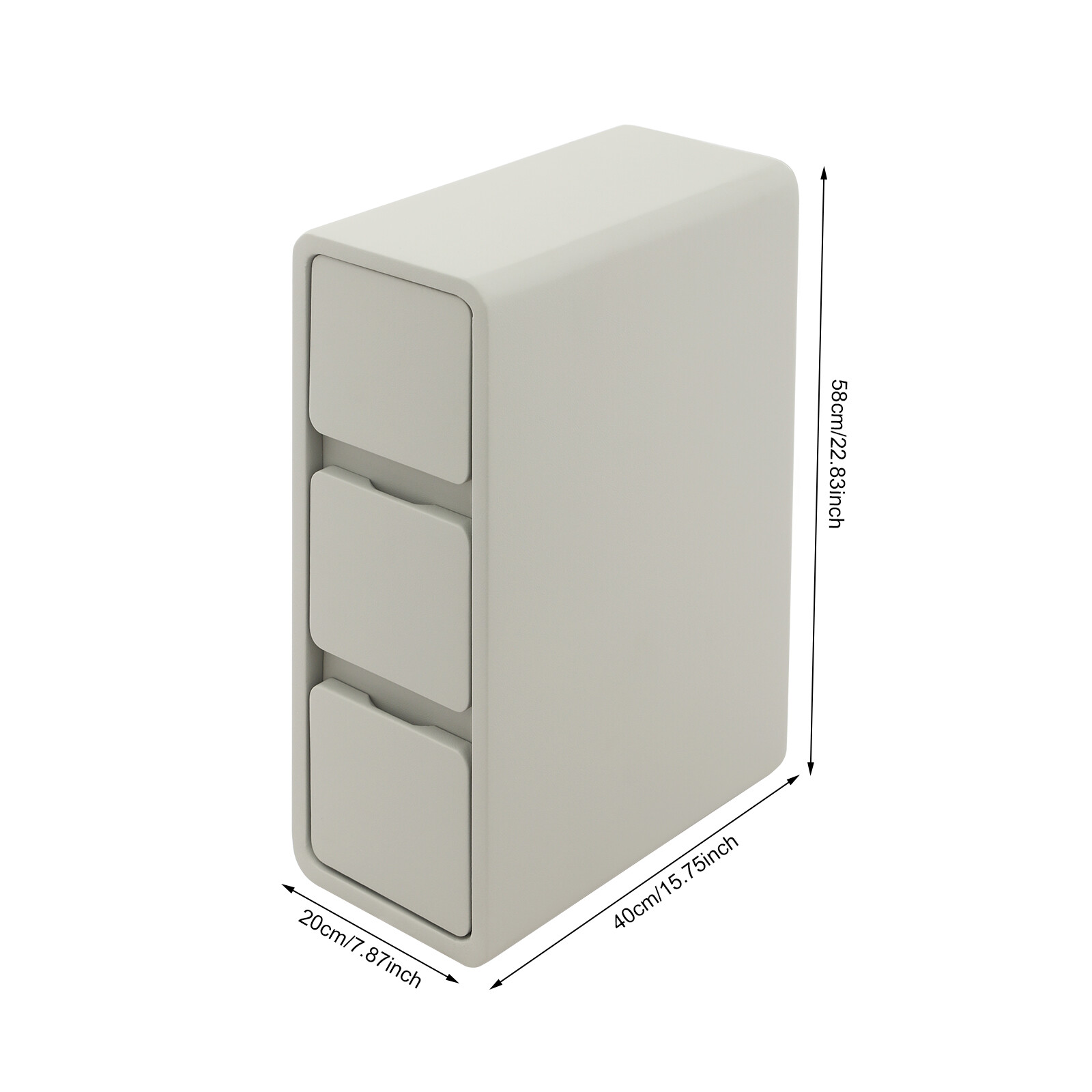 Solid Wood Bedside Table With Drawers, 3 Tiers Small Narrow Nightstand Bedroom