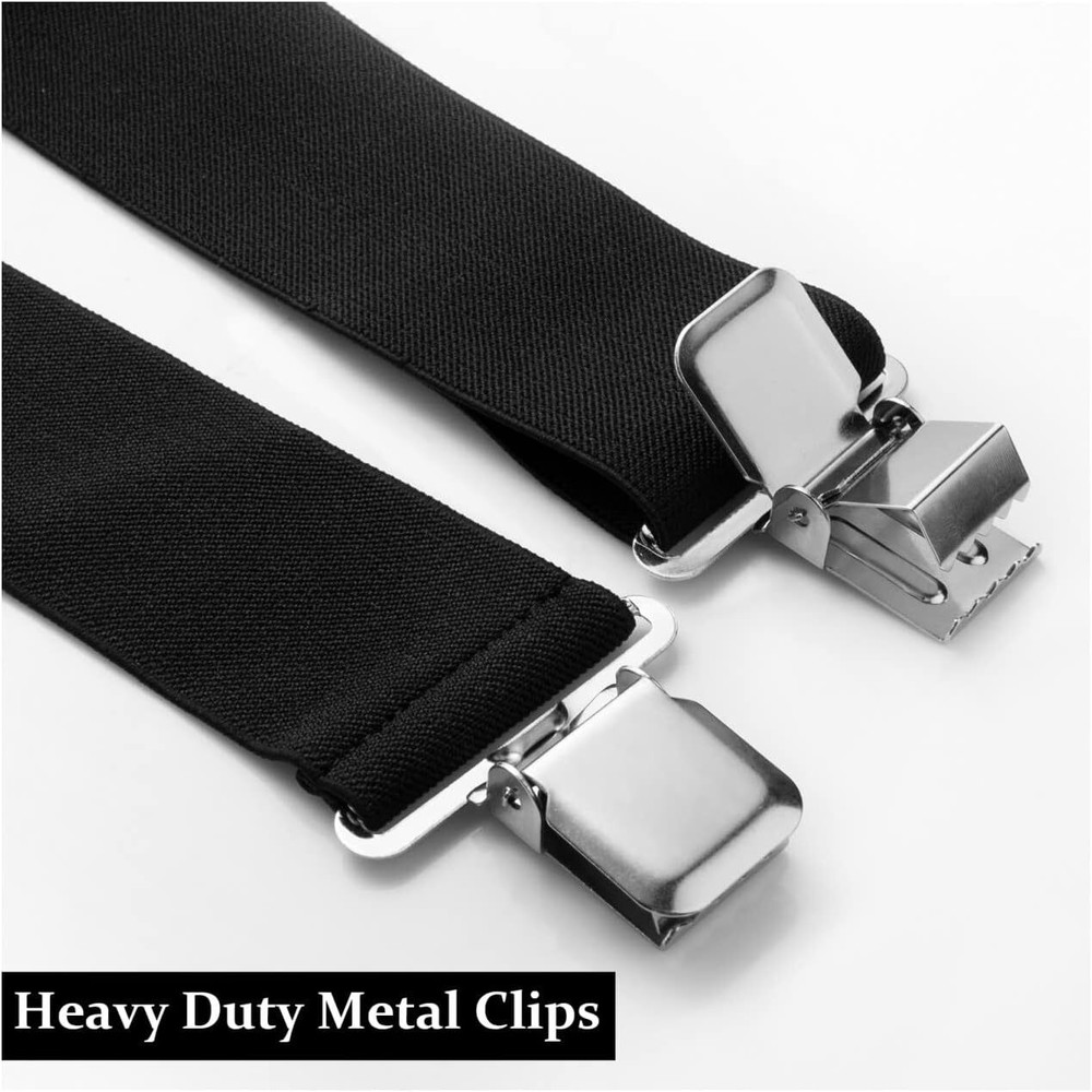 Mens Suspenders X-Back 2" Wide Adjustable Solid Straight 01 X-back(black)