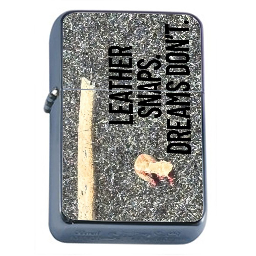 Leather Snaps Dreams Don't Baseball Design Oil Lighter