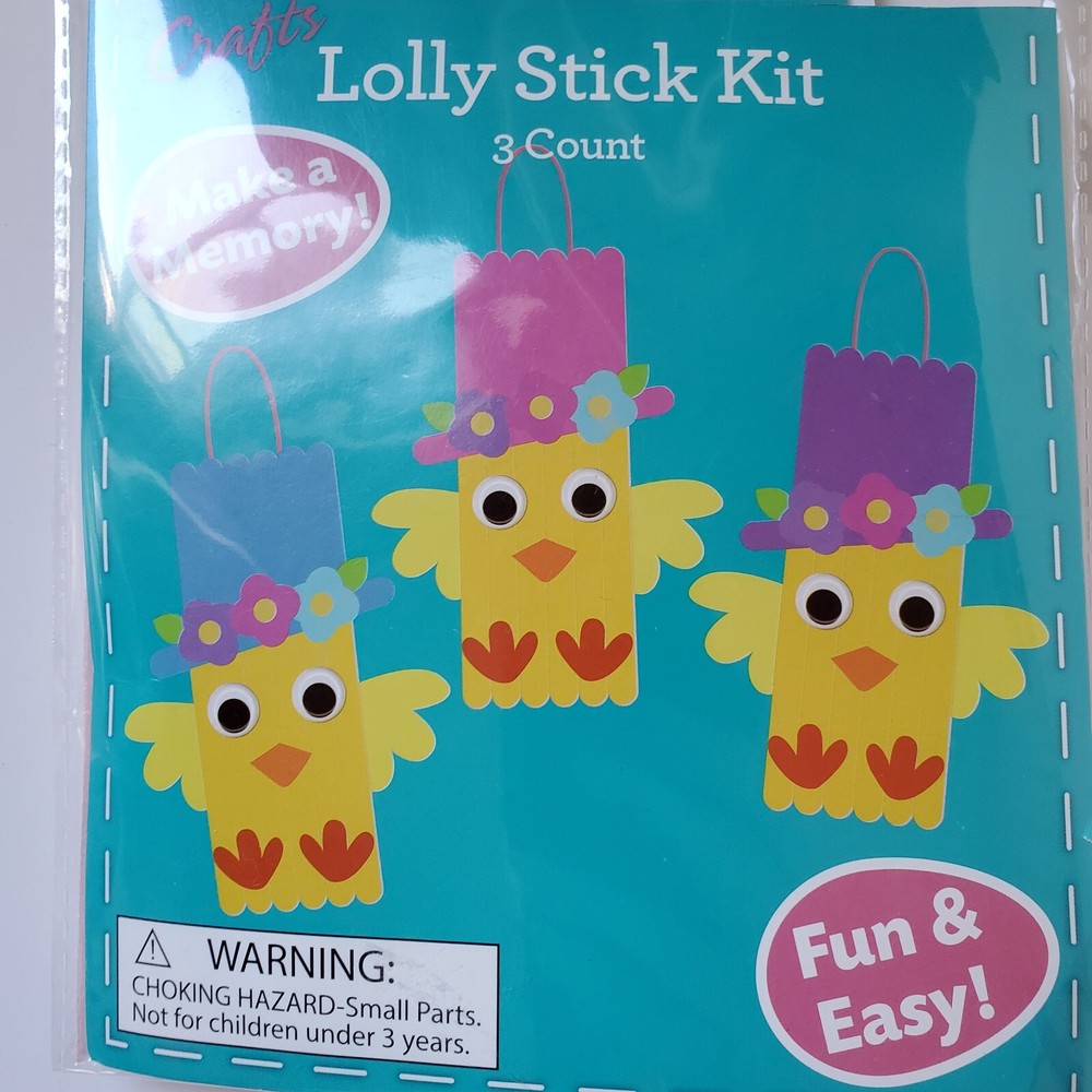 5 Lolly Stick Kit Easter Chicks 3 Each Stuffer Class Easy School Craft Activity