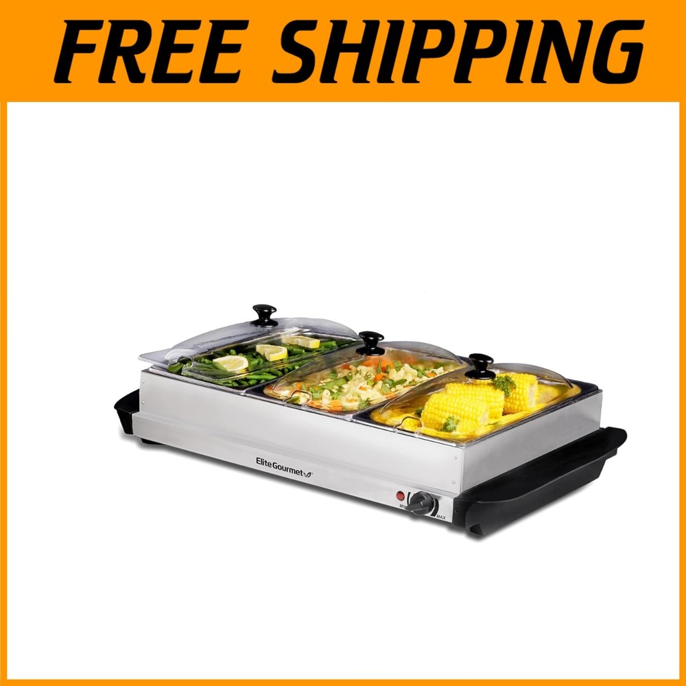 Electric Buffet Server, 3 Trays, Stainless*