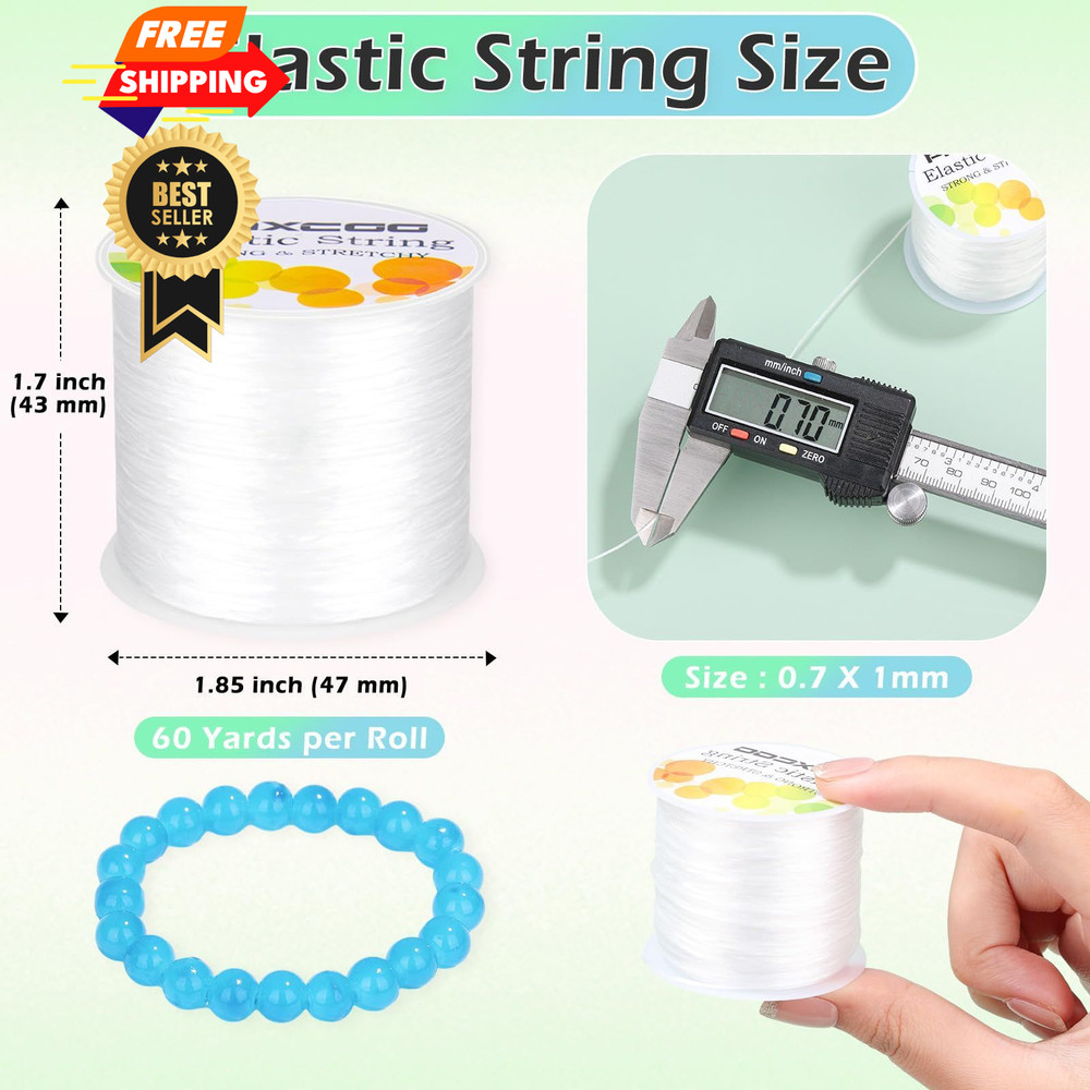 PAXCOO 4 Rolls Elastic String for Bracelets, Stretch Magic 4 Pack, White