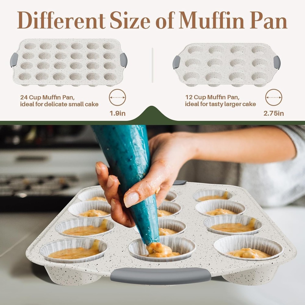 11-Piece Nonstick Baking Pans Set, Stackable Non Toxic Bakeware Sets with Coo...