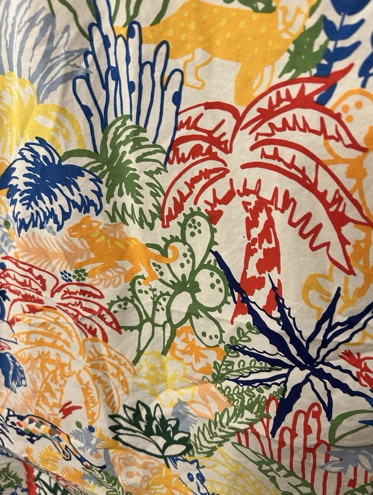 Brooklinen Crib Fitted Sheet Multi JUNGLE Pattern Cotton EUC!