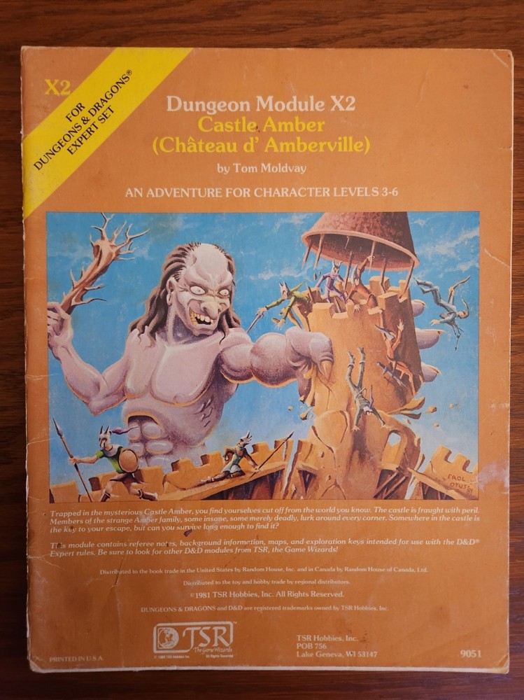 X2 Castle Amber module adventure D&D TSR Basic Dungeons & Dragons BECMI