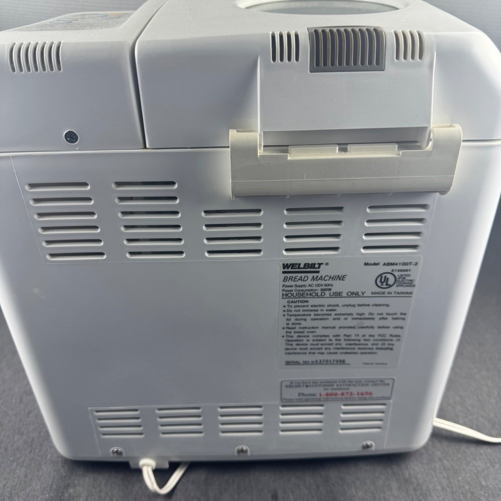 Welbilt The Bread Machine ABM4100T-2 White Automatic Bread Maker 500W 2-4 Cup