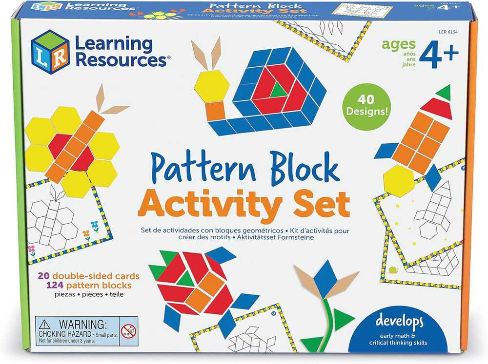 Pattern Block Activity Set, 20 Double-Sided Cards, Ages 4+