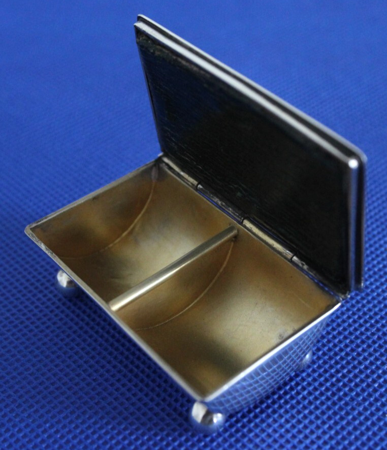 Antique Sterling Silver & Gilt Double Stamp box - 1908