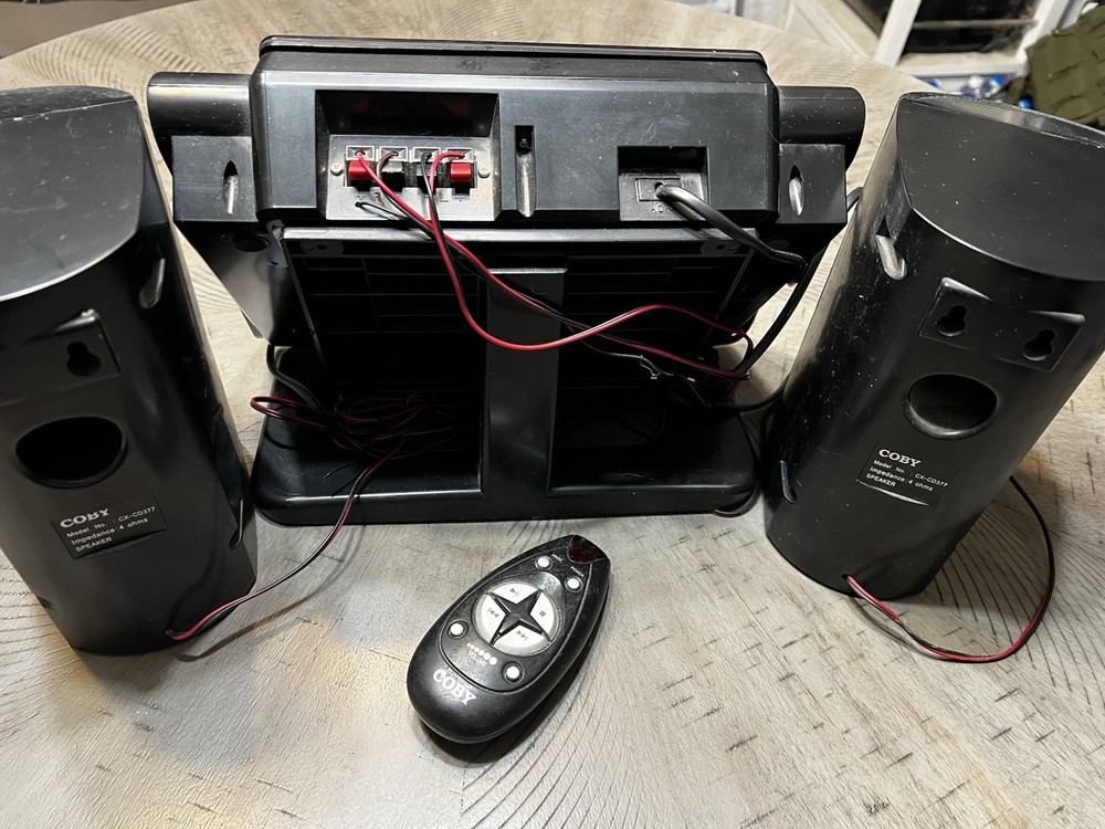 Coby CX-CD377 Micro Cd Stereo System Tested Works With Remote And Speakers