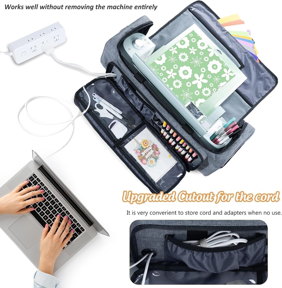 Carrying Case Bag Polyester for Cricut Maker Explore Air 2 with Compartments