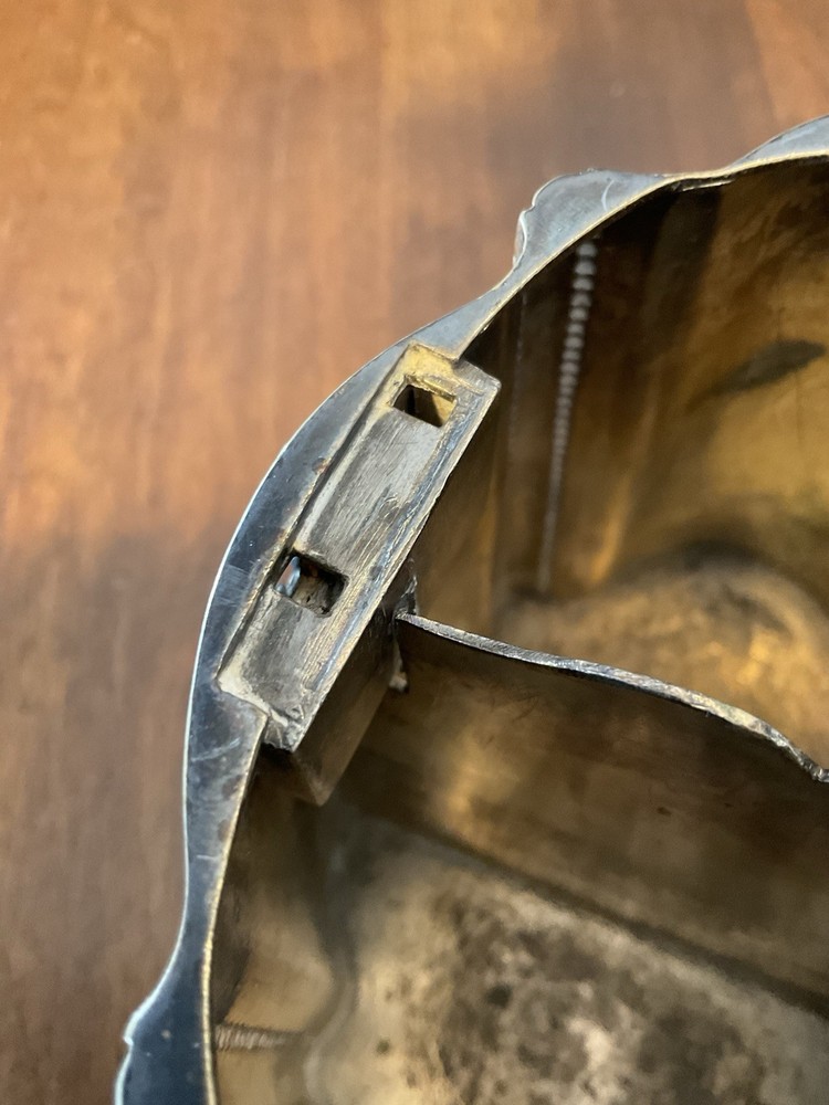 Antique Victorian Silverplate Silver Biscuit Tin / Tea Caddy Rams Head Etched