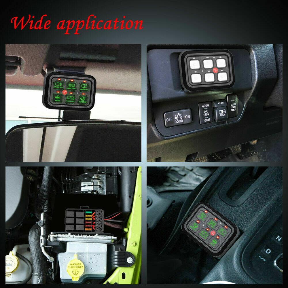 Auxbeam 8 Gang Switch Panel Automatic Dimmable Green LED On-Off Car Truck ATV