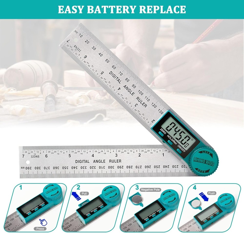 Digital Angle Finder Protractor, Ruler with 7inch/200mm, Angle...